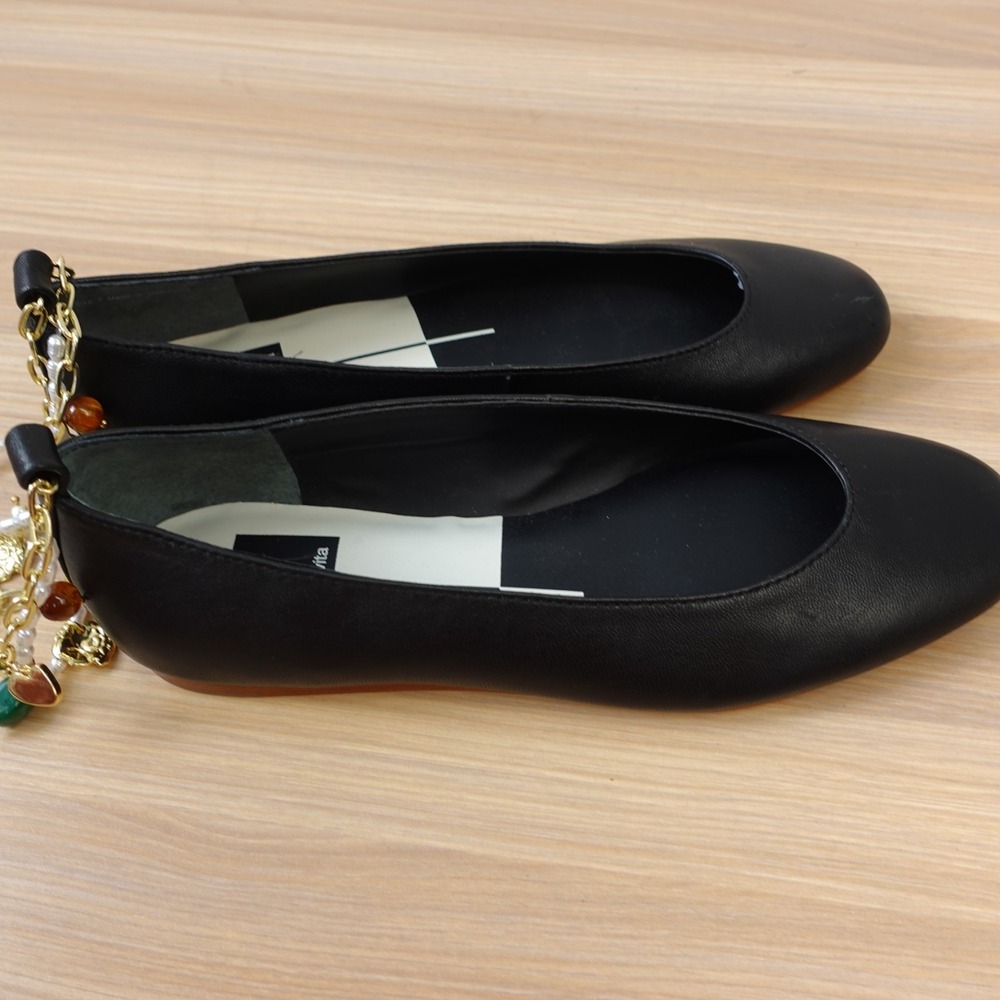 Dolce Vita Ballet Flats Womens 7 Black Whimsical Y2K Chain Pearl Charm NEW $150 - Picture 9 of 12